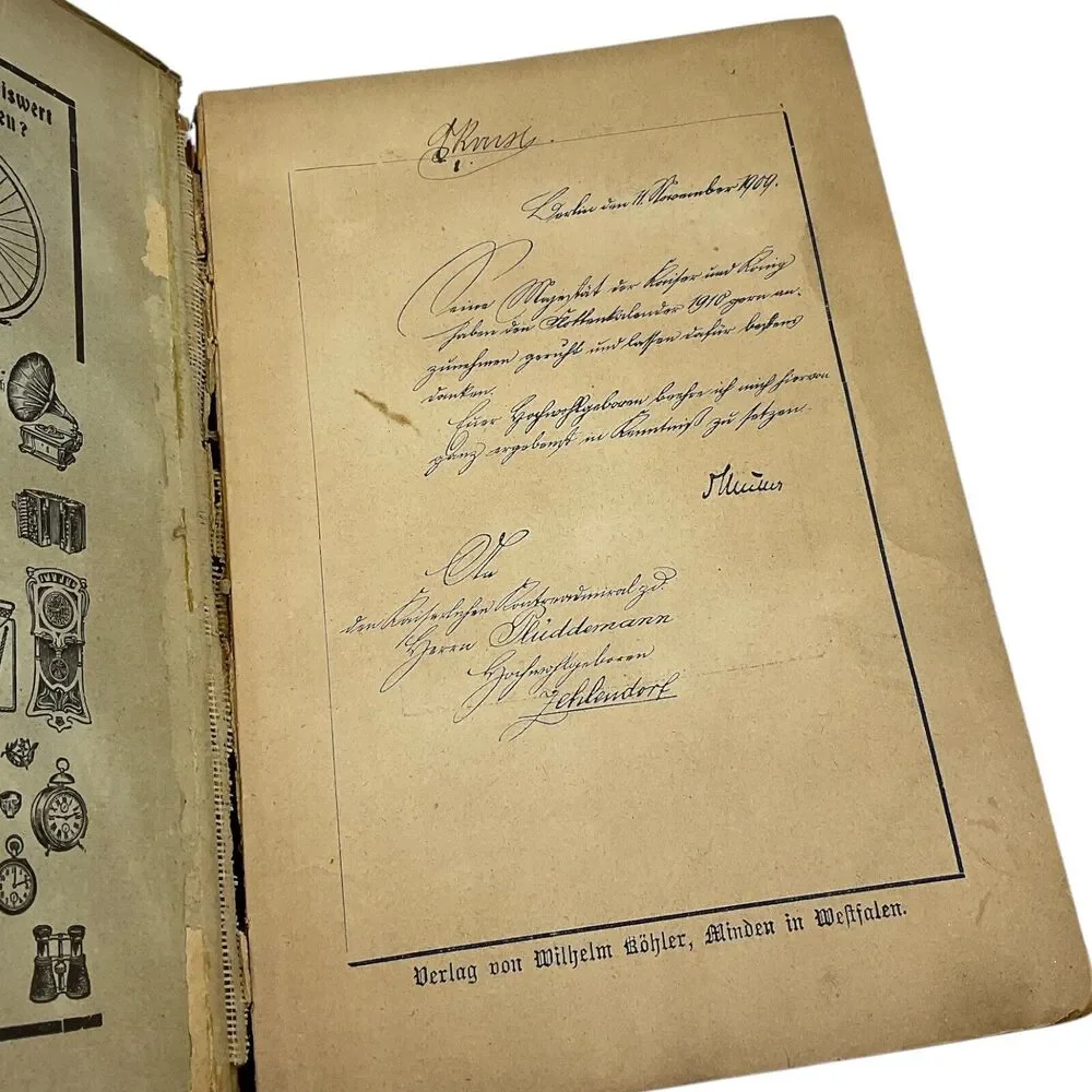 Illustrated German Fleet Calendar 1911 Wilhelm Kohler‎ Minden Ship Illustrations